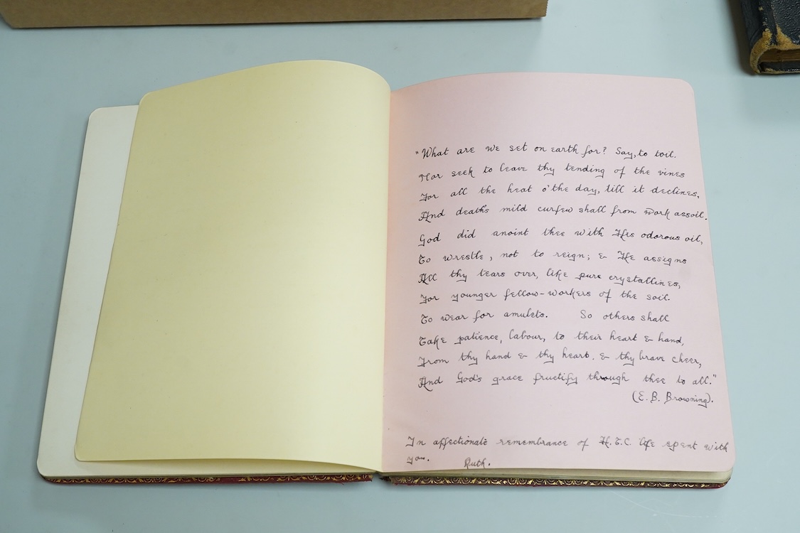 Edward Ralph Bickersteth (1904-1965), three green Morocco leather and gilt tooled albums of photographs relating to ERB’s Eton and Cambridge education and sporting achievements and travel 1918–1923, all with inscriptions